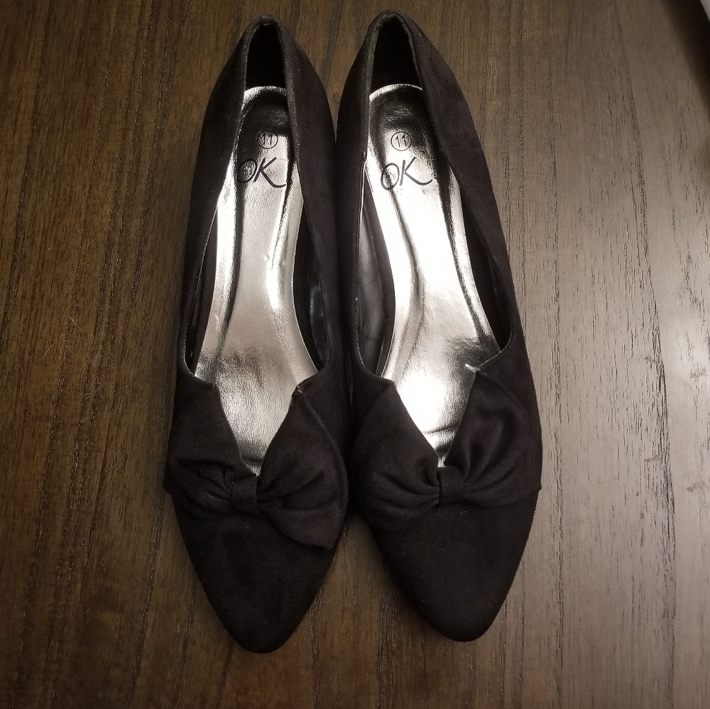 Black Suede Low Heel "Flats".